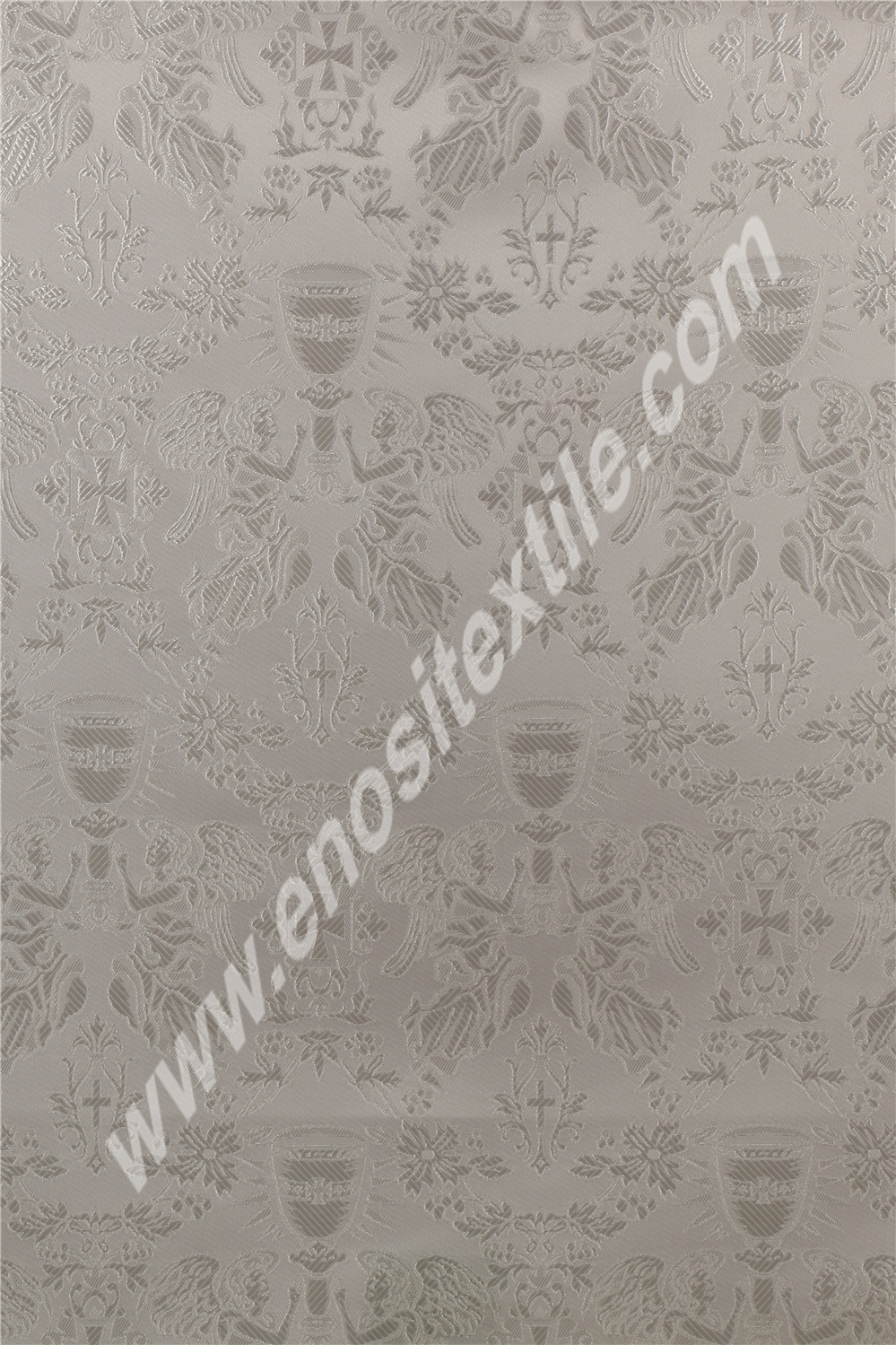 KL-015 White-Silver Brocade Fabrics